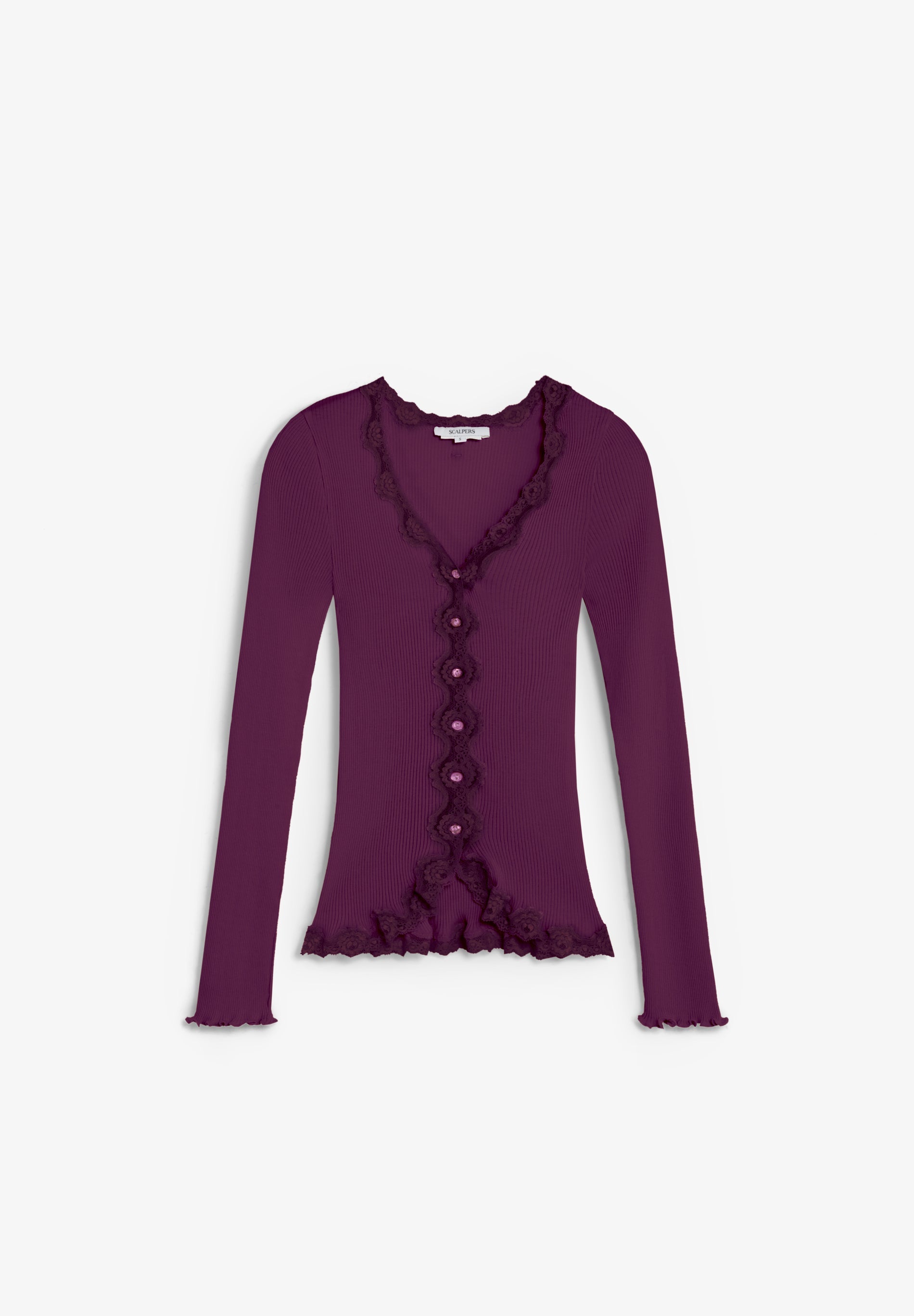 RIPPENSTRICK-CARDIGAN MIT SPITZE