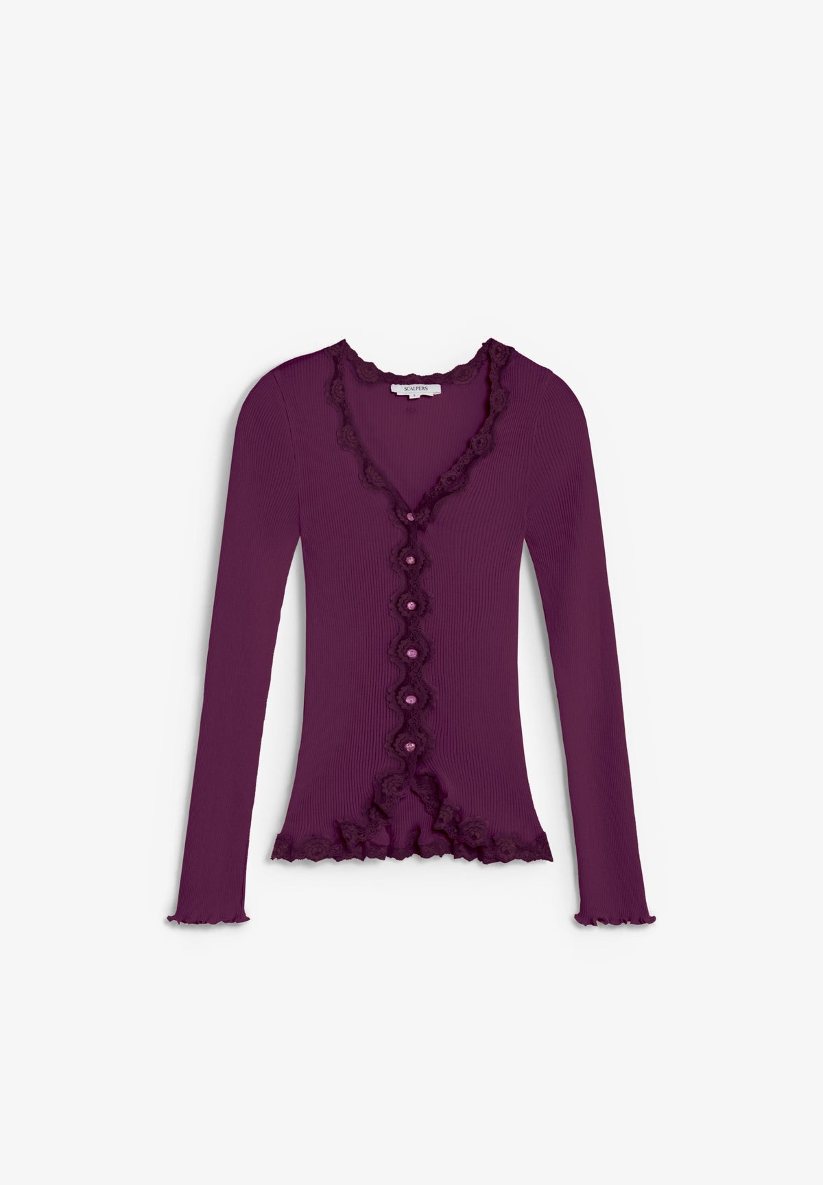LACE RIBBED CARDIGAN