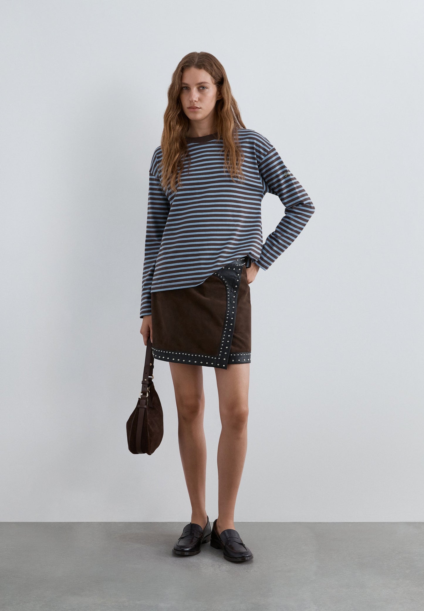 BASIC STRIPED T-SHIRT WITH COLLAR DETAIL