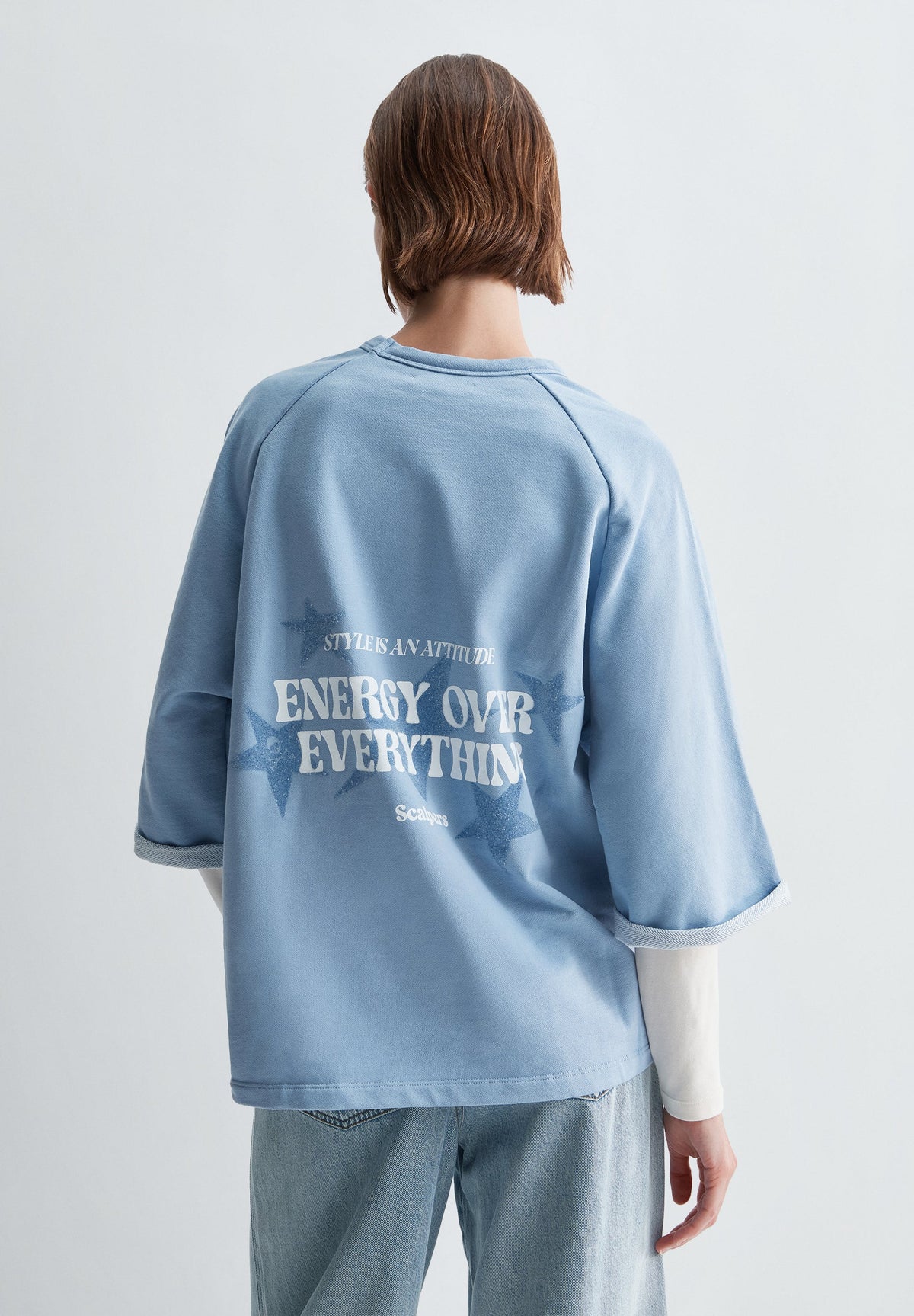 LOOSE-FIT SHORT-SLEEVED SWEATSHIRT