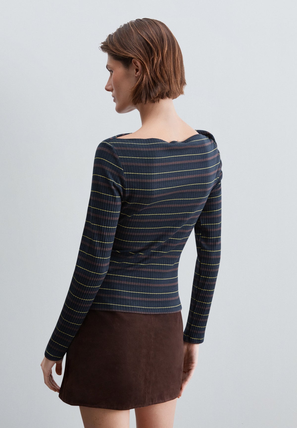STRIPED RIBBED T-SHIRT