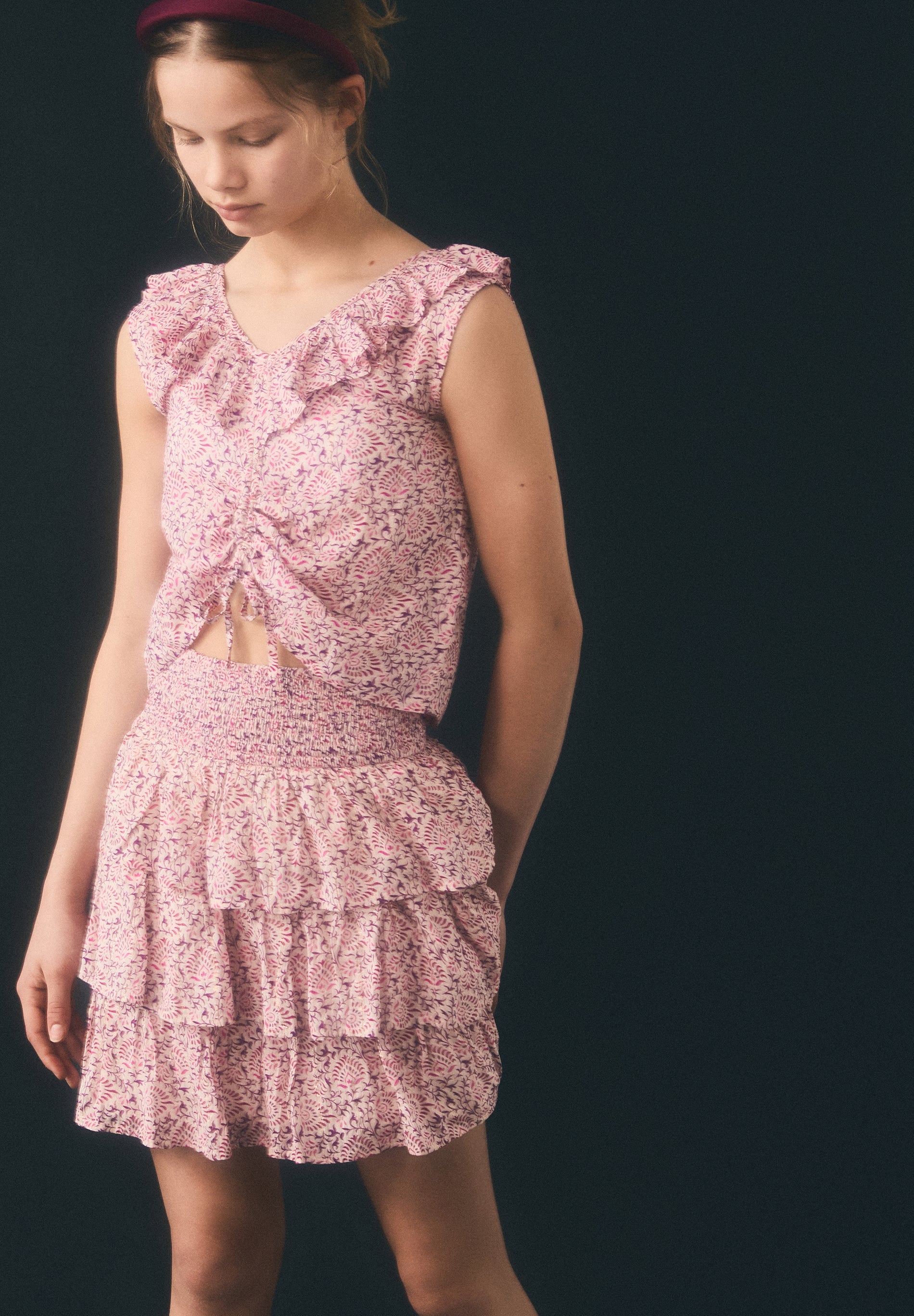 JUPE MULTICOLORE VOLANTS