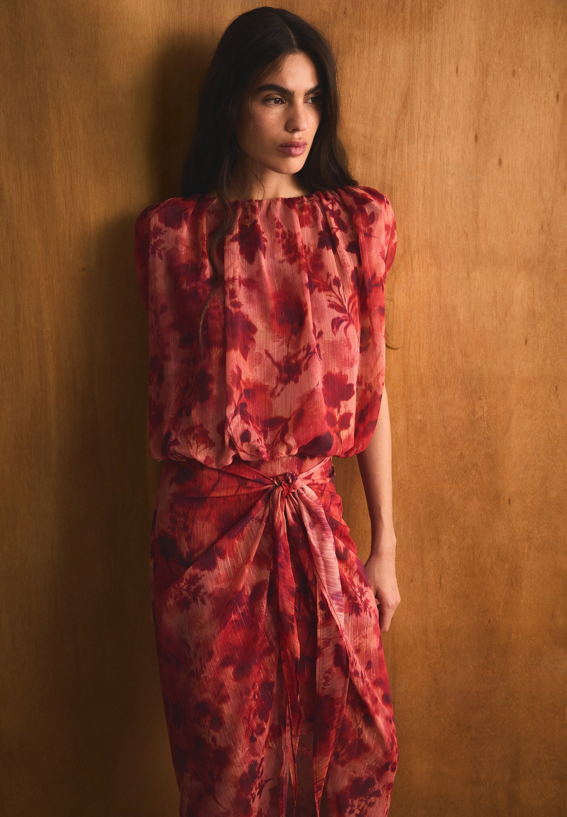TOP FRONCÉ IMPRIMÉ FLORAL