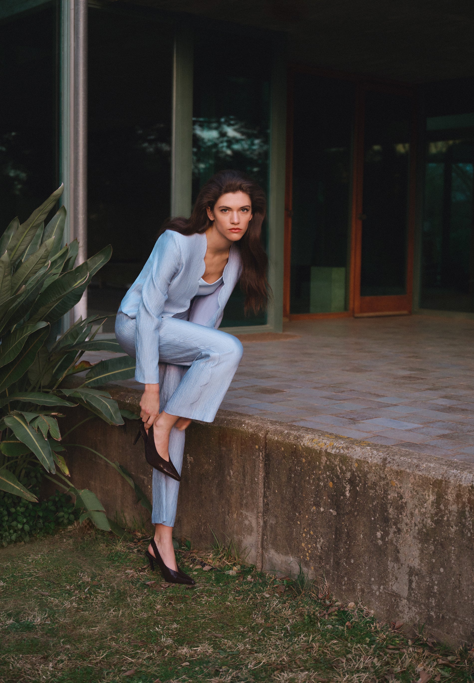 PANTALON JACQUARD DÉTAILS FESTONNÉS