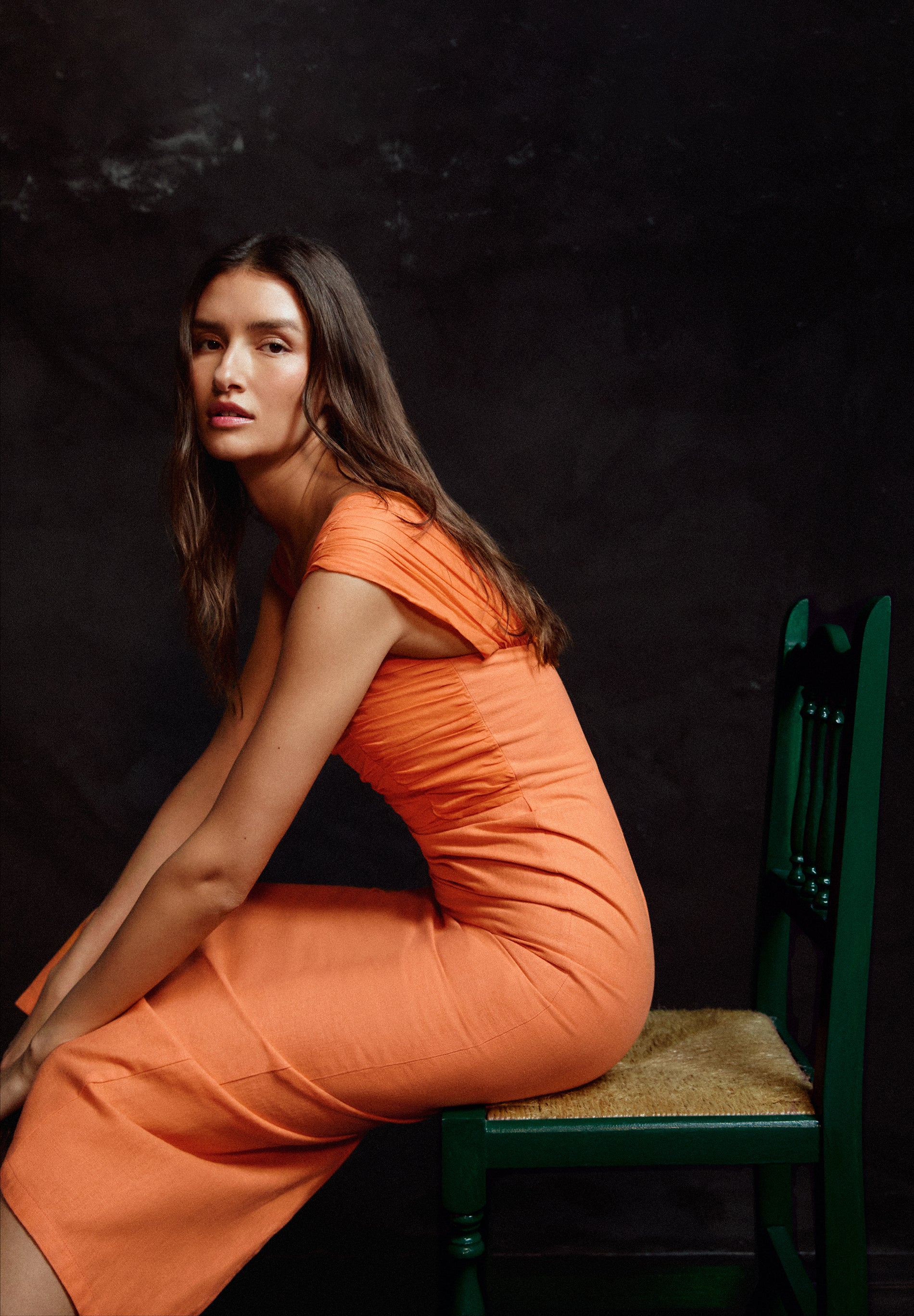 SCSTRAPLESS LINEN DRESS