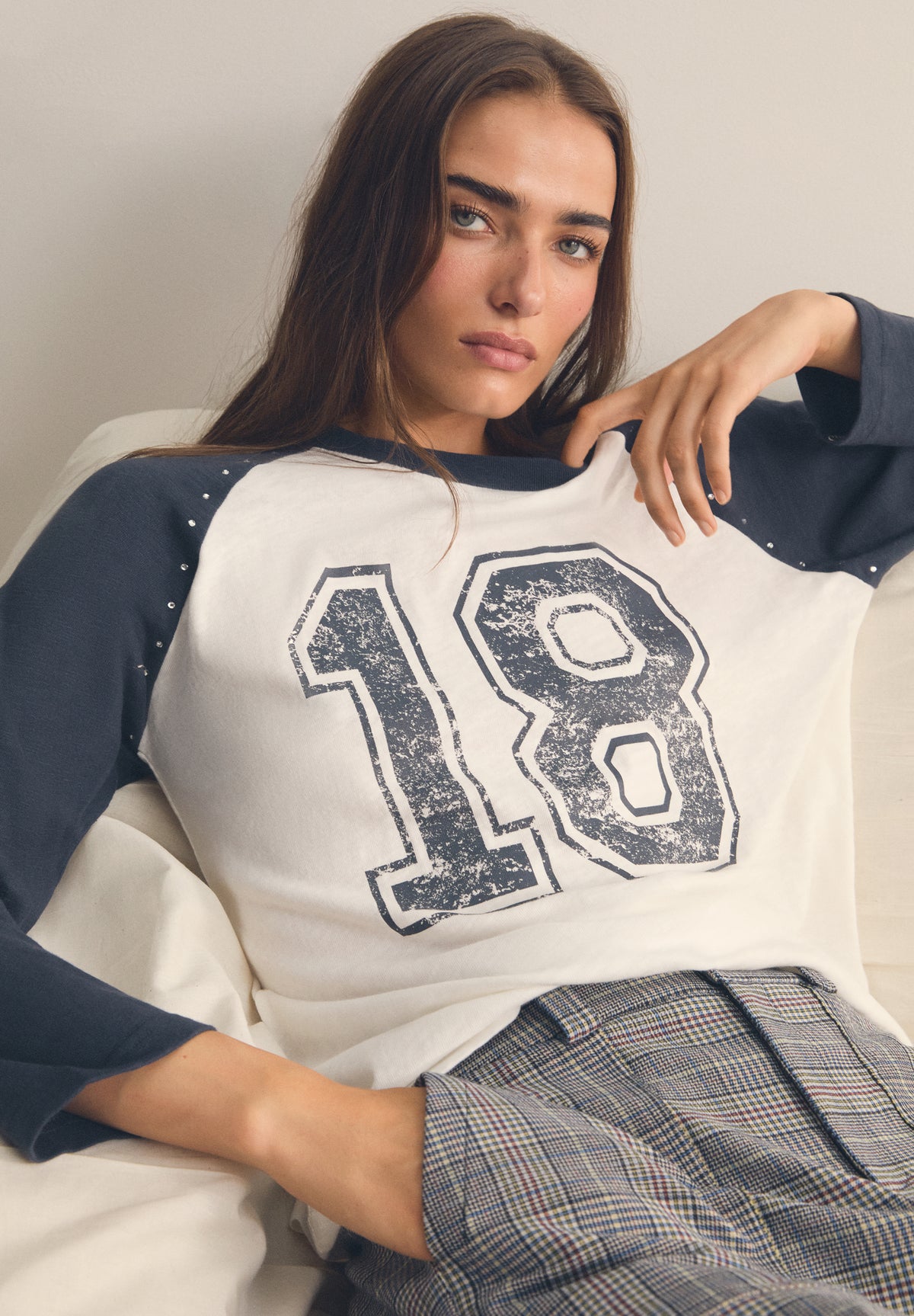 T-SHIRT IMPRIMÉ MANCHES CONTRASTANTES
