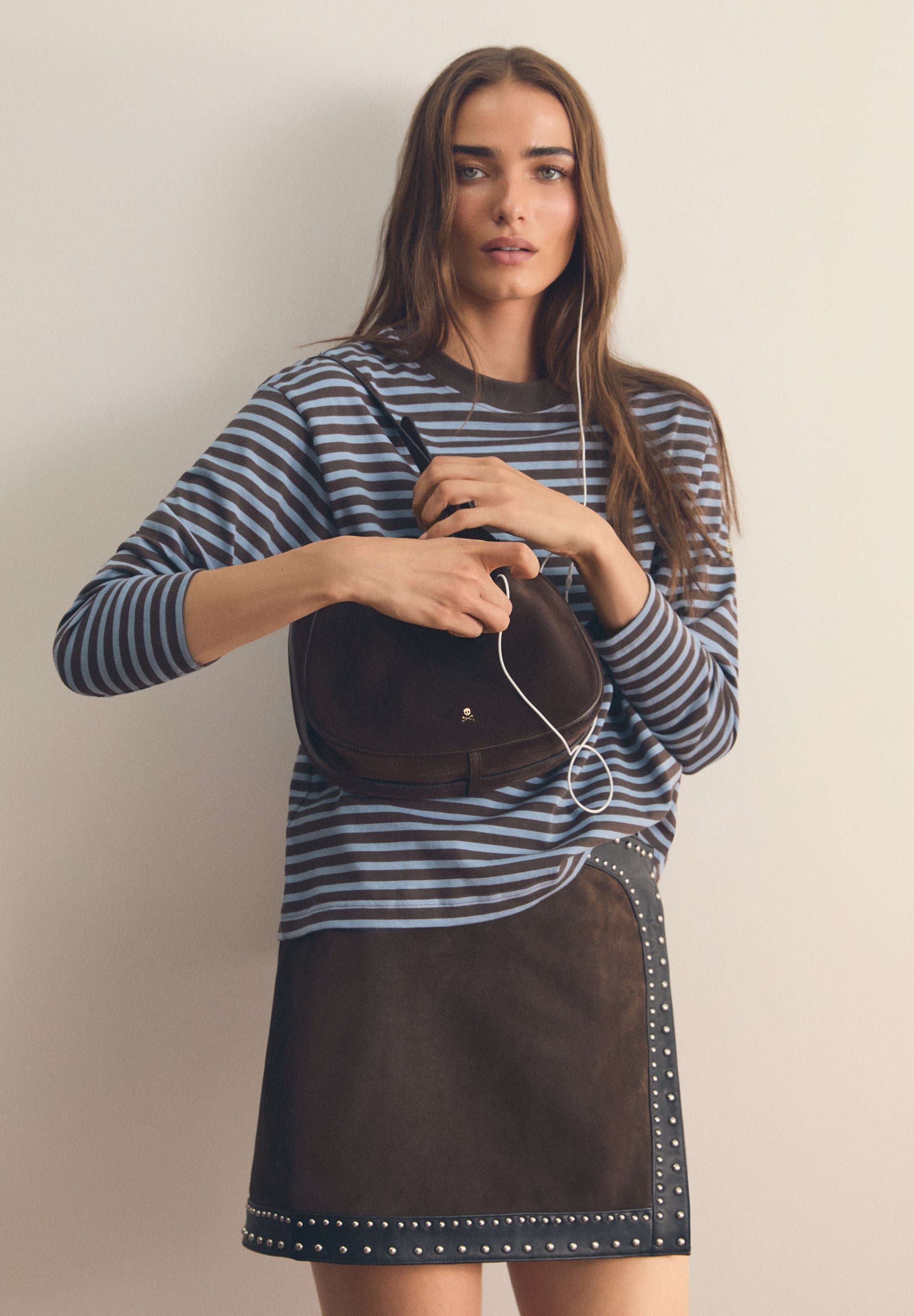 BASIC STRIPED T-SHIRT WITH COLLAR DETAIL