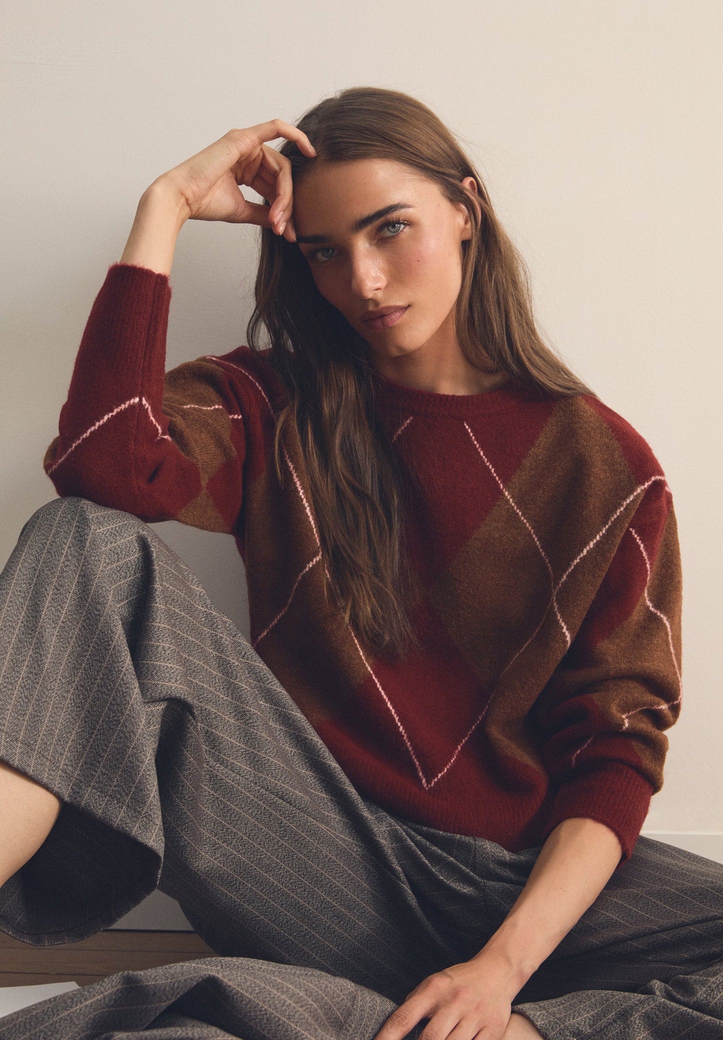 WOOL DIAMOND PATTERN SWEATER