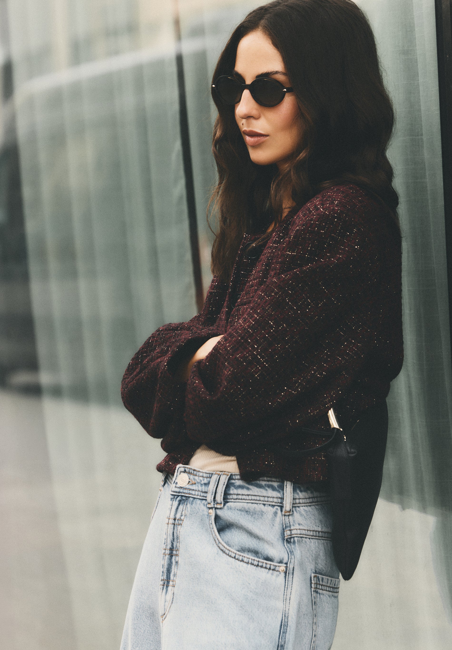 TWEEDJACKE MIT LAMÉFÄDEN