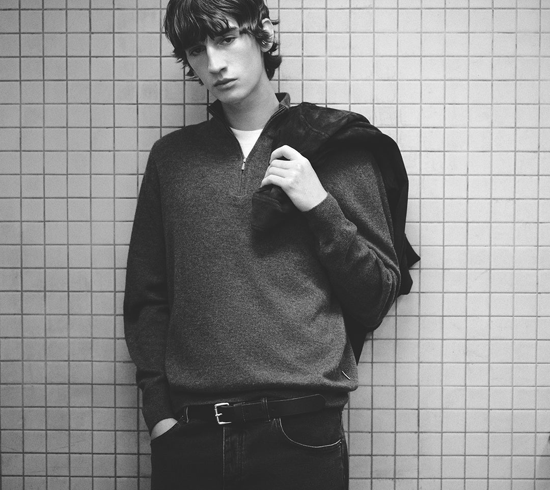 ZIPPED WOOL SWEATER WITH SKULL