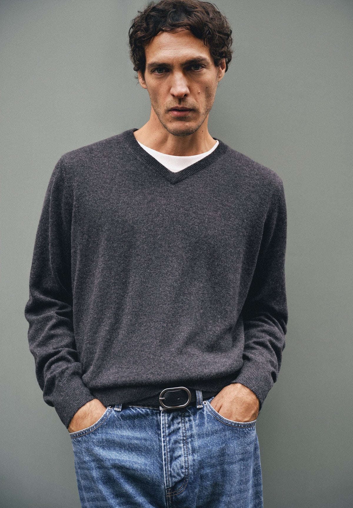 KASCHMIRPULLOVER MIT V-AUSSCHNITT