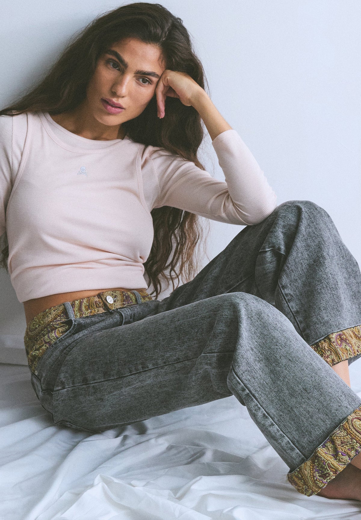 JEANS WITH PAISLEY DETAIL