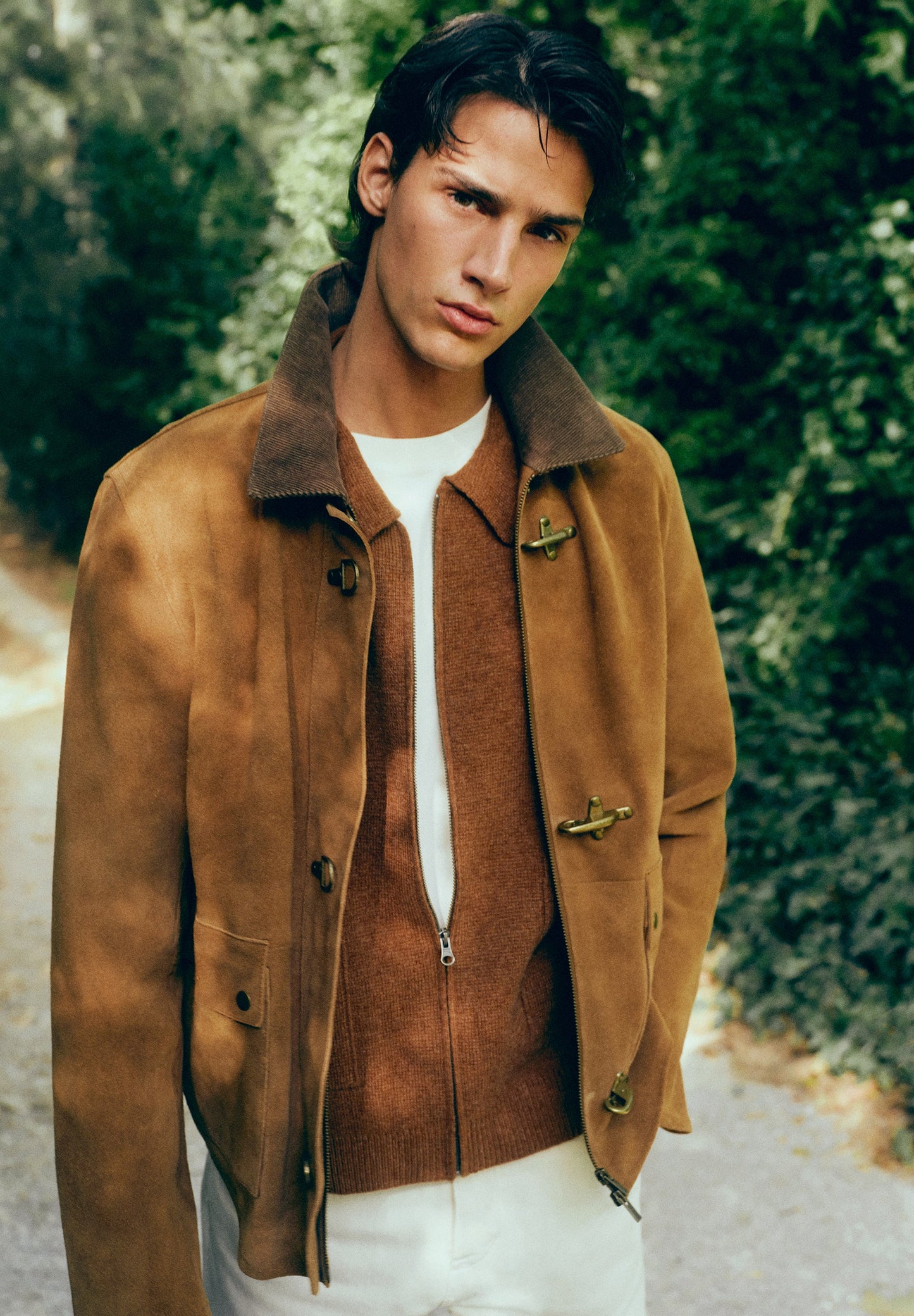 VESTE CUIR COL VELOURS