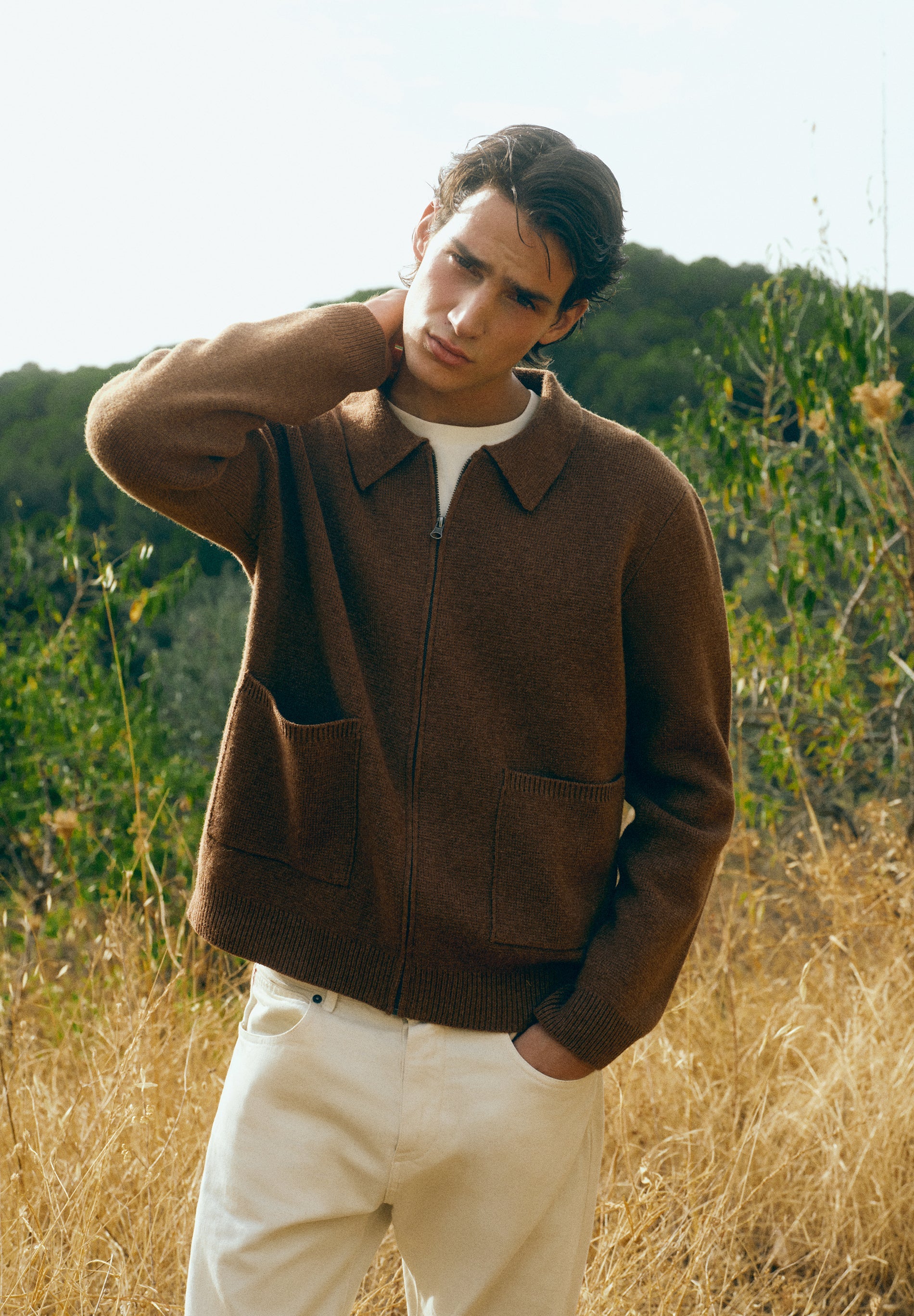 MERINO WOOL ZIP-UP CARDIGAN