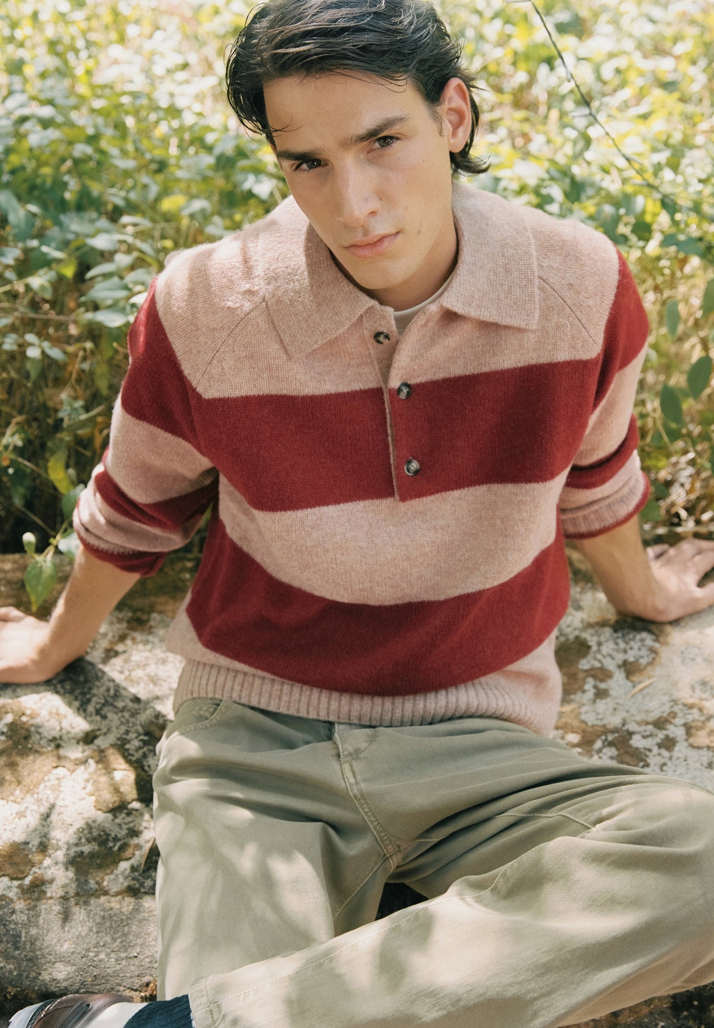 PULL POLO RAYURES LAINE