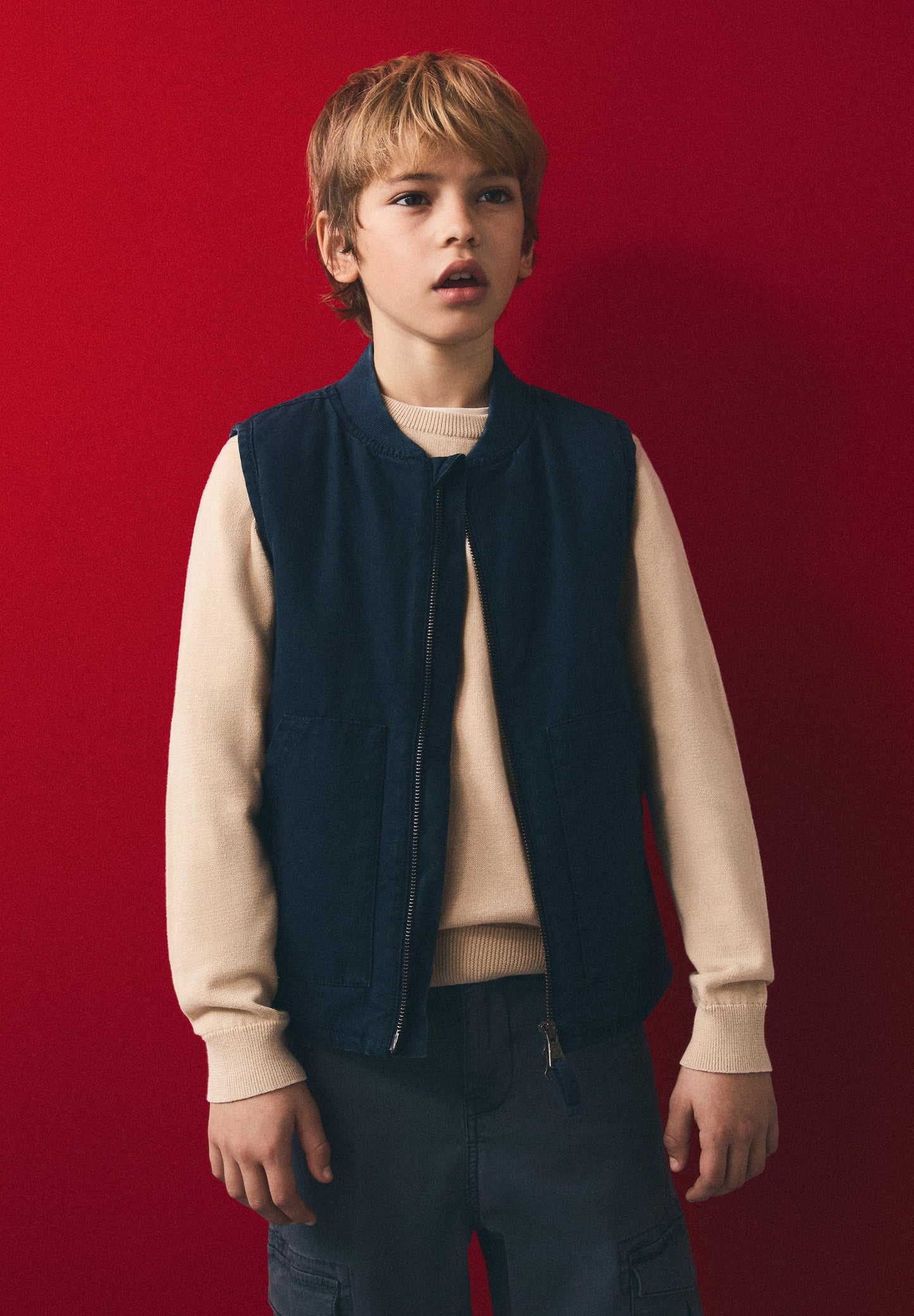 VESTE SANS MANCHES DENIM FERMETURE ÉCLAIR