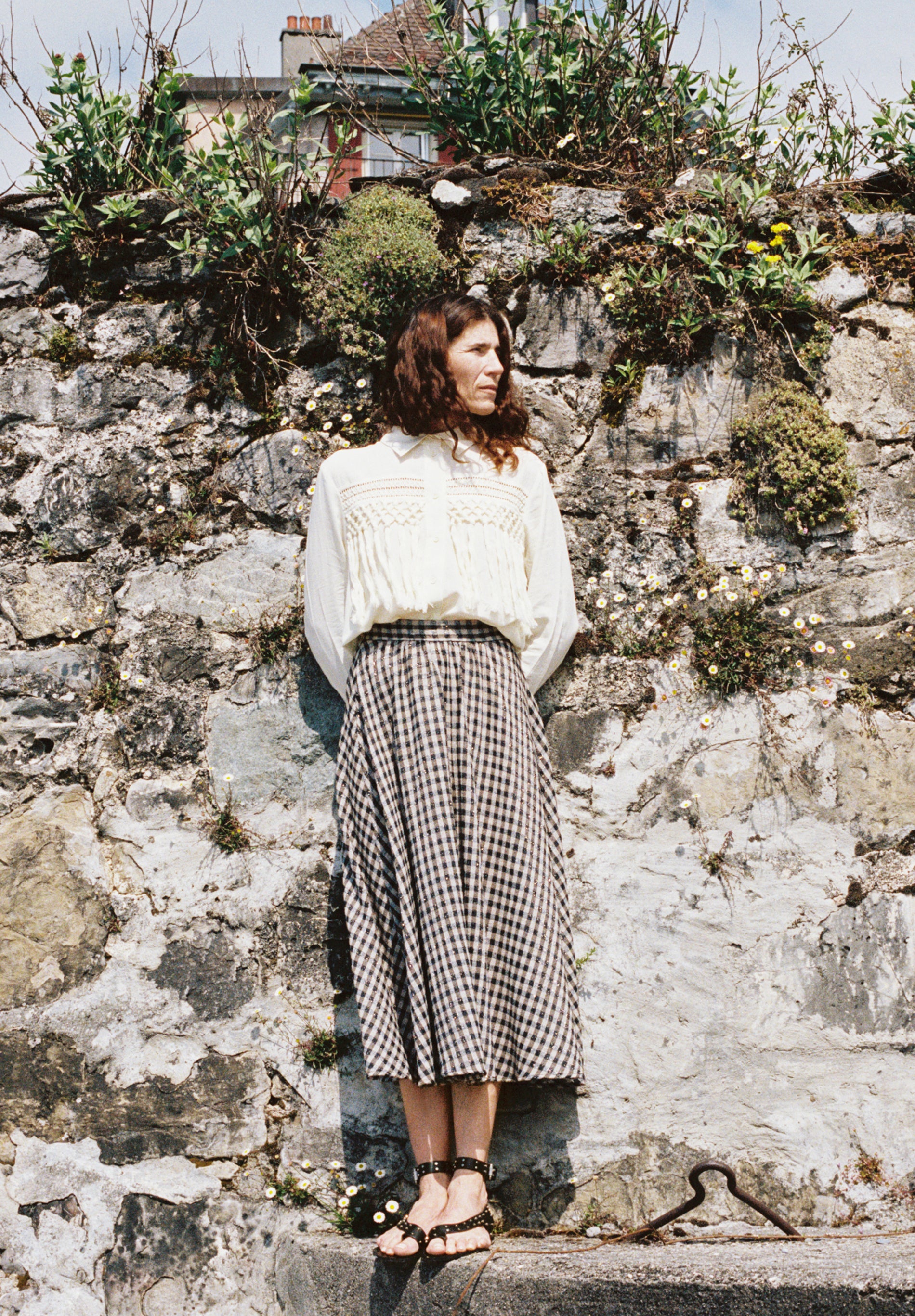 CHECK MIDI SKIRT