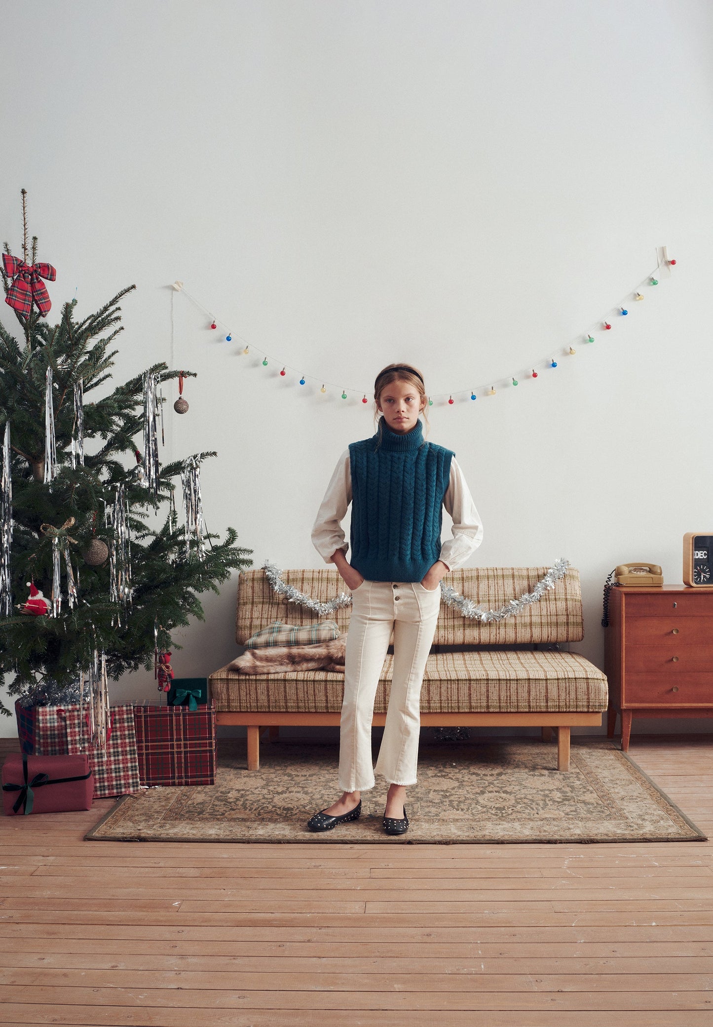 FLARED DENIM TROUSERS