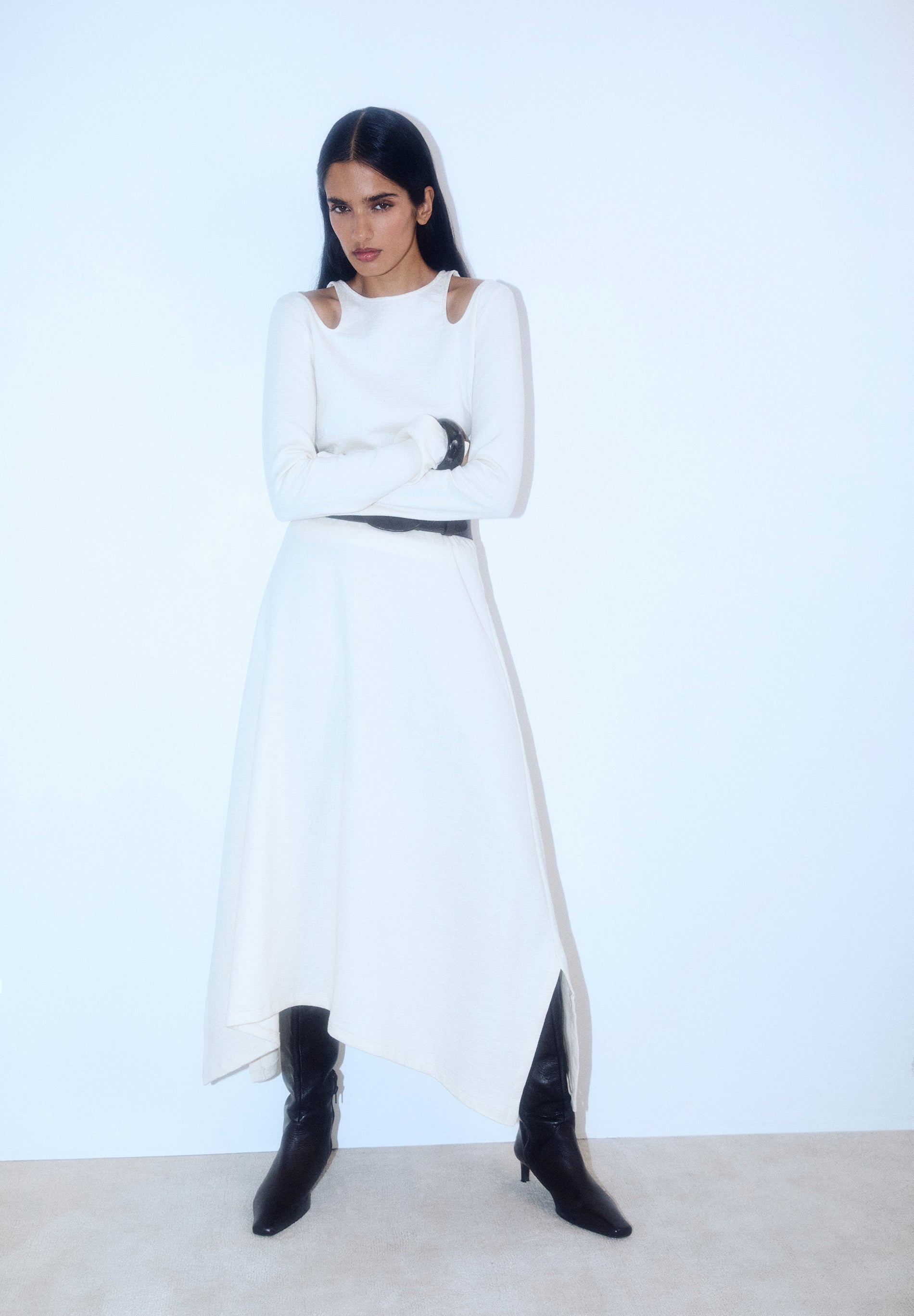 JUPE MIDI MAILLE ASYMÉTRIQUE