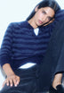 METALLIC STRIPE POLO SWEATER