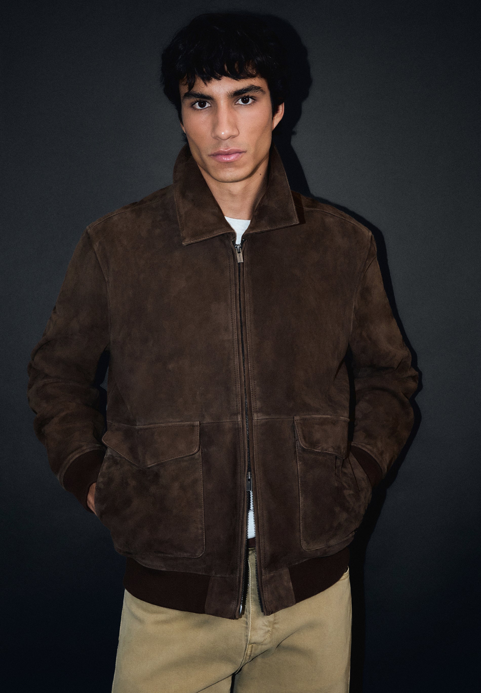 BLOUSON CUIR DAIM
