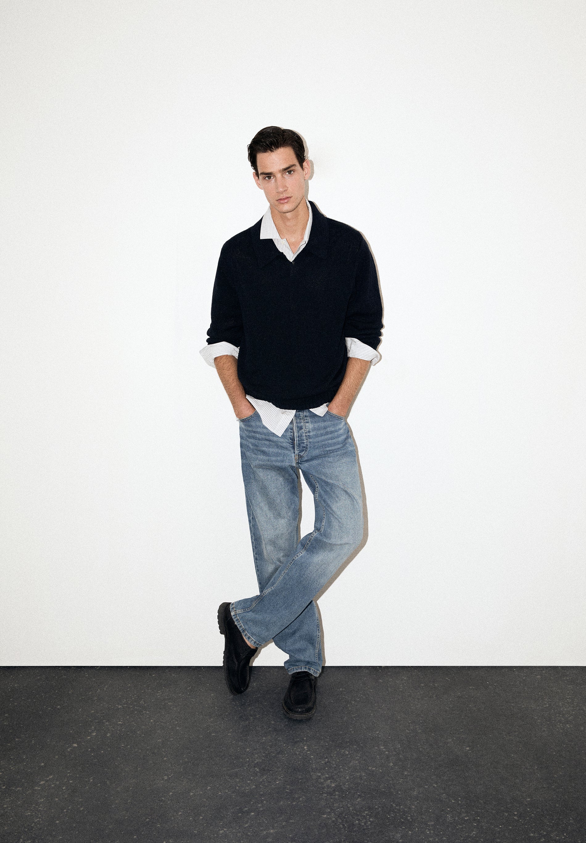 PULLOVER IM POLOSTIL AUS BAUMWOLLE