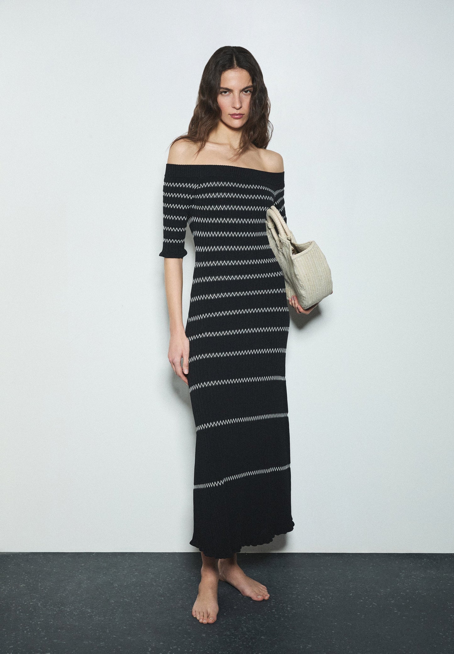 BARDOT NECKLINE KNIT DRESS