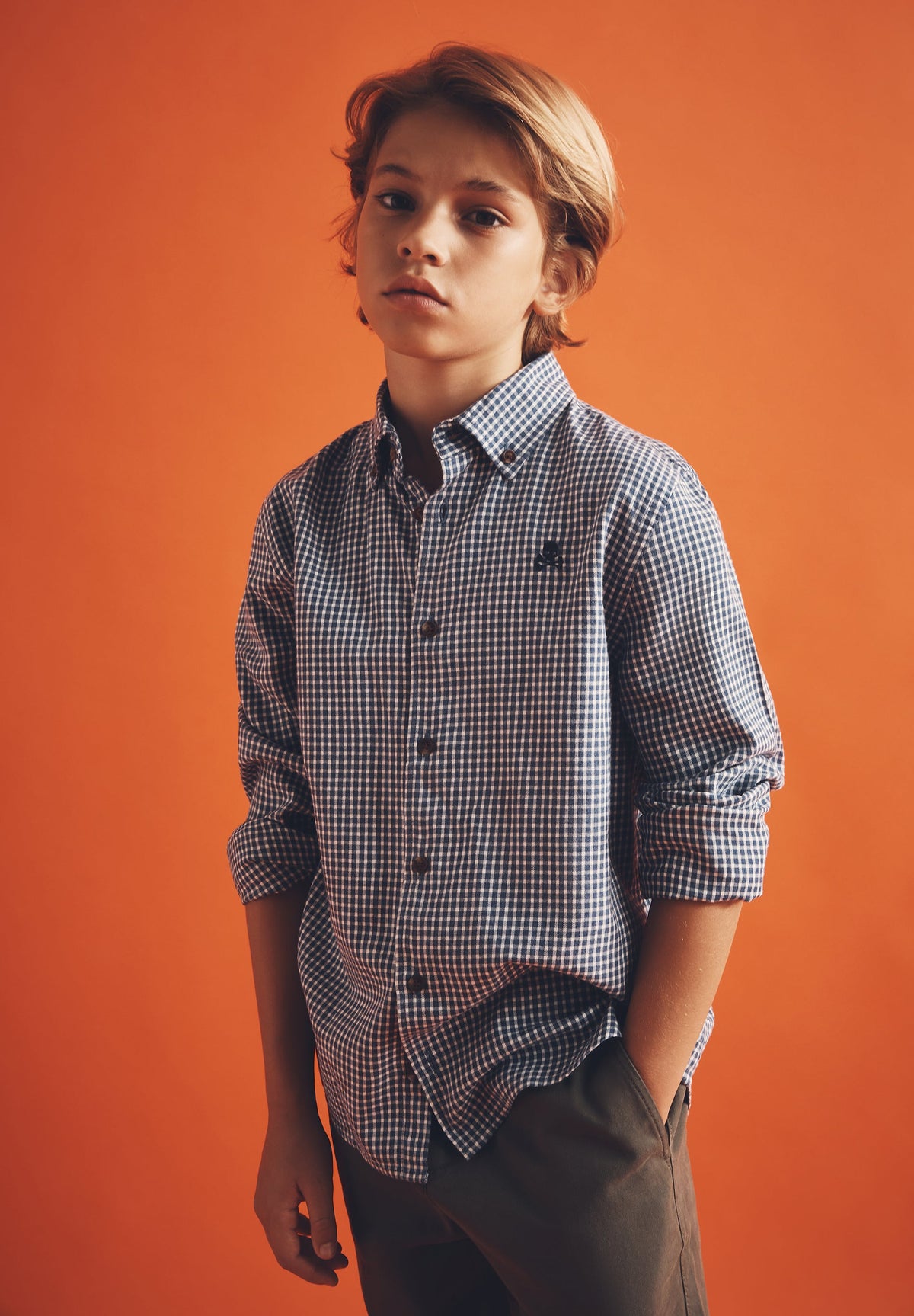 CHEMISE CARREAUX COL BOUTONNÉ