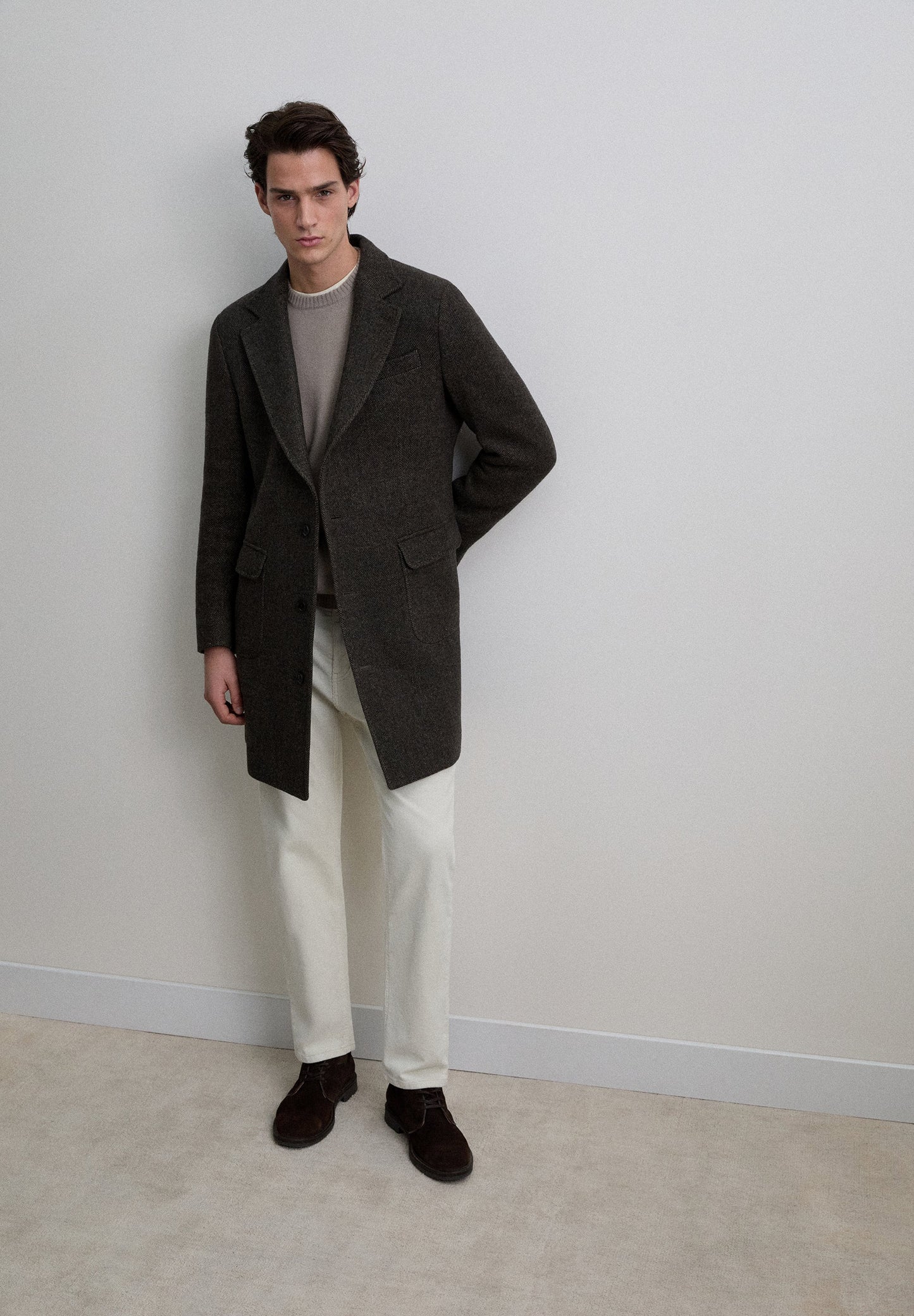 HERRINGBONE WOOL COAT