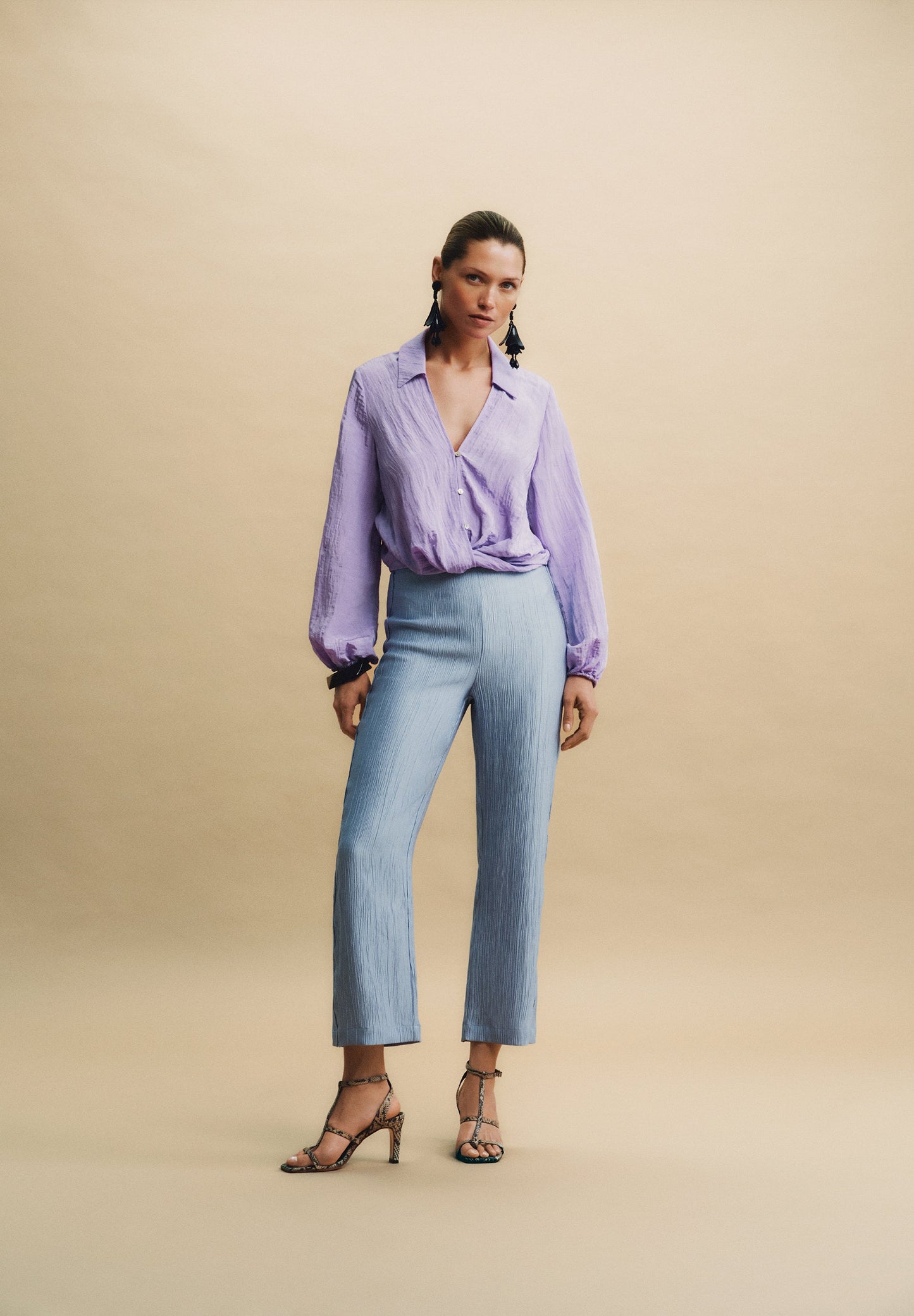 JACQUARD TROUSERS WITH SCALLOPED DETAIL