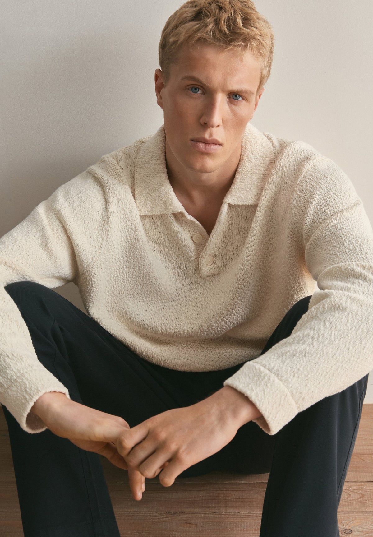 PULL POLO EN MAILLE BOUCLETTE