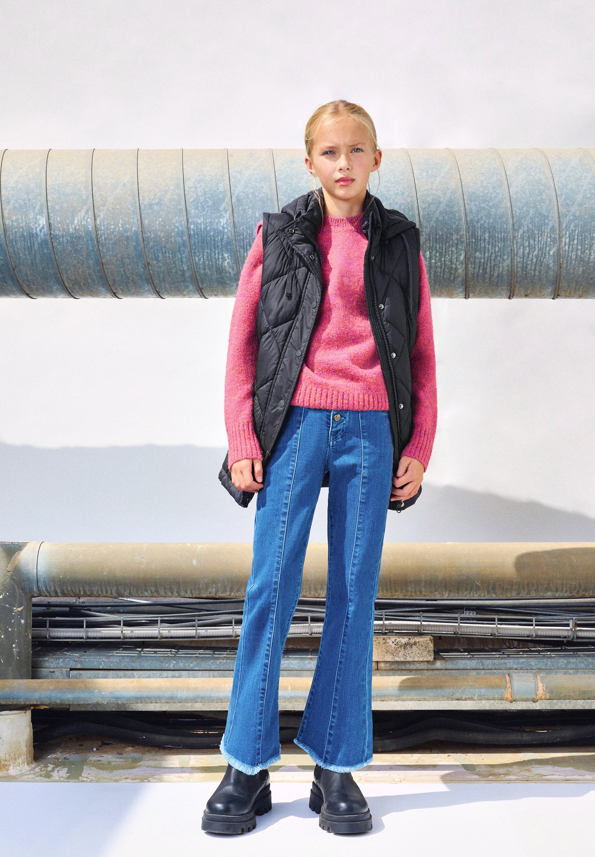 FLARED DENIM TROUSERS