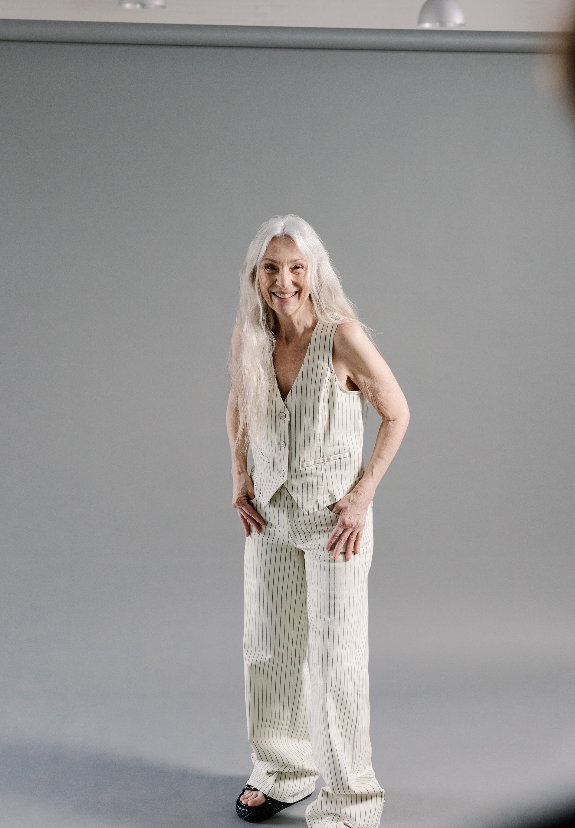 STRIPED DENIM WAISTCOAT