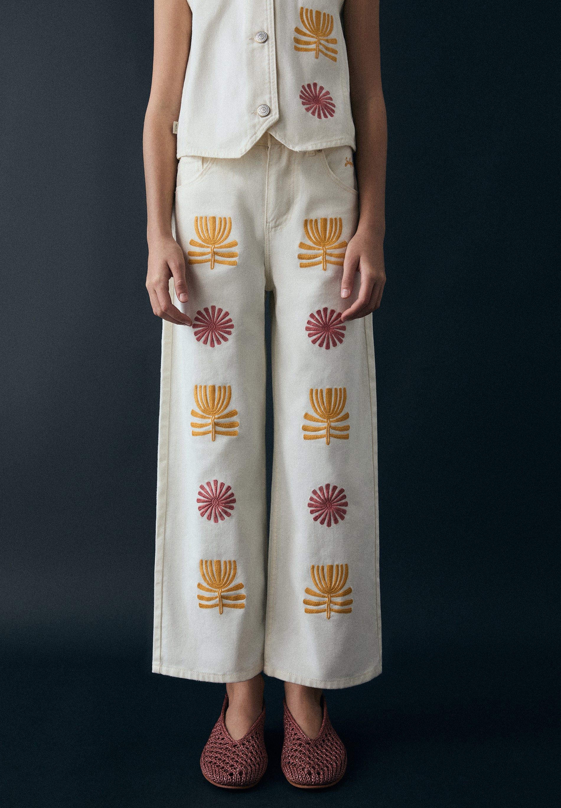 JEANS CULOTTE RICAMI