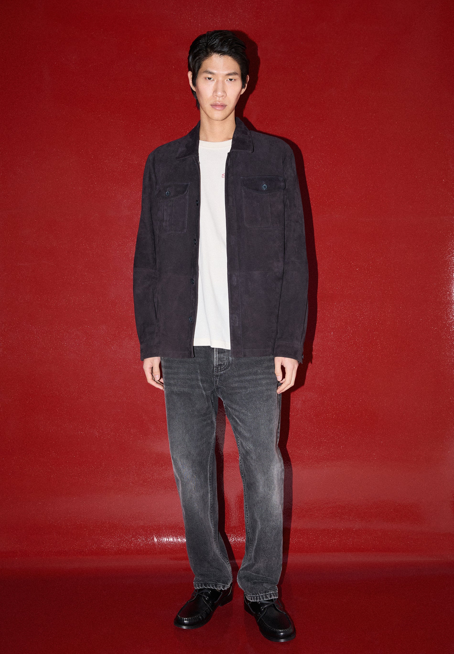 SUÈDE OVERSHIRT MET ZAKKEN