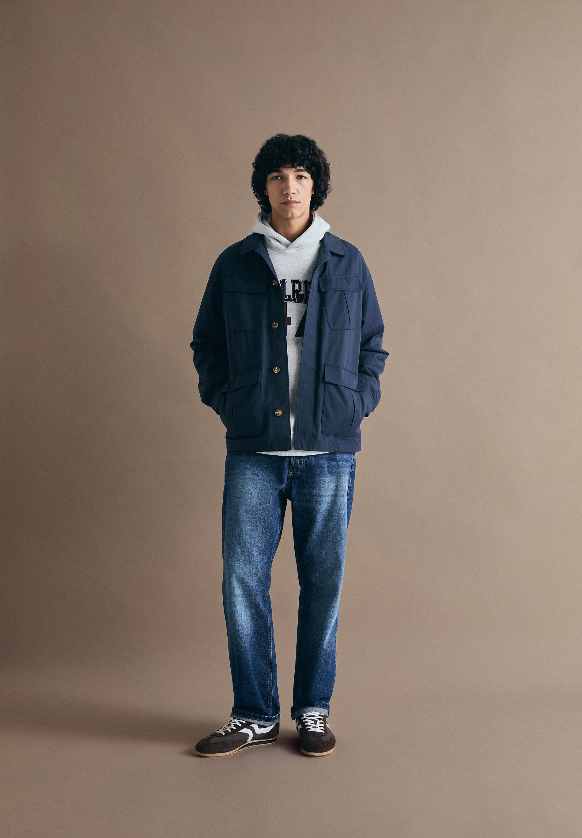 MARINEBLAUE MILITÄR-JACKE IM CARDIGAN-STIL