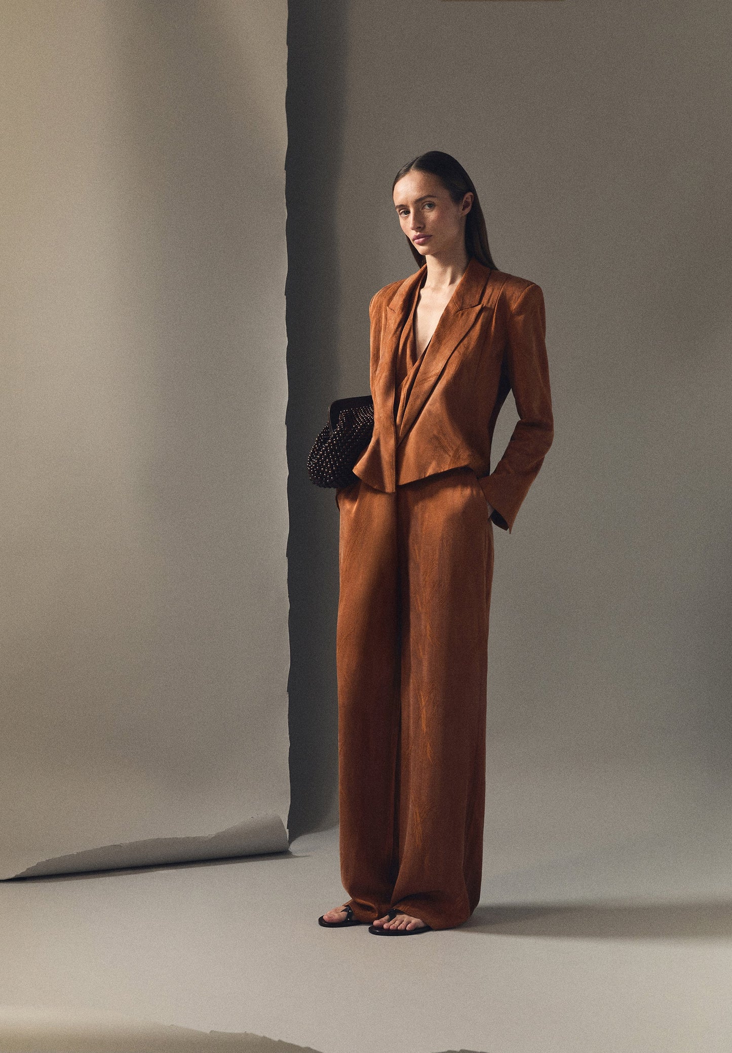 JACQUARD WIDE LEG TROUSERS
