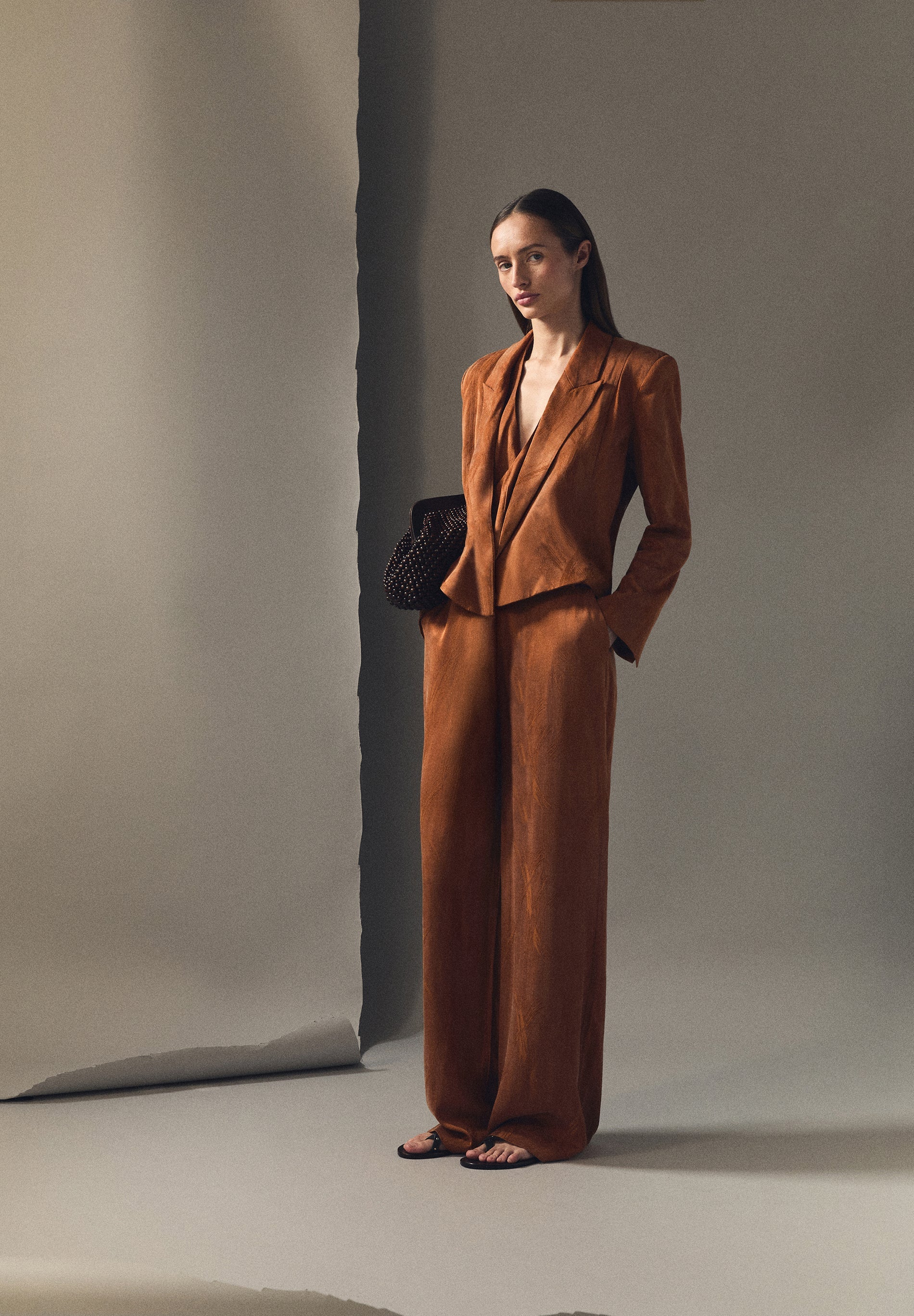 JACQUARD WIDE LEG TROUSERS