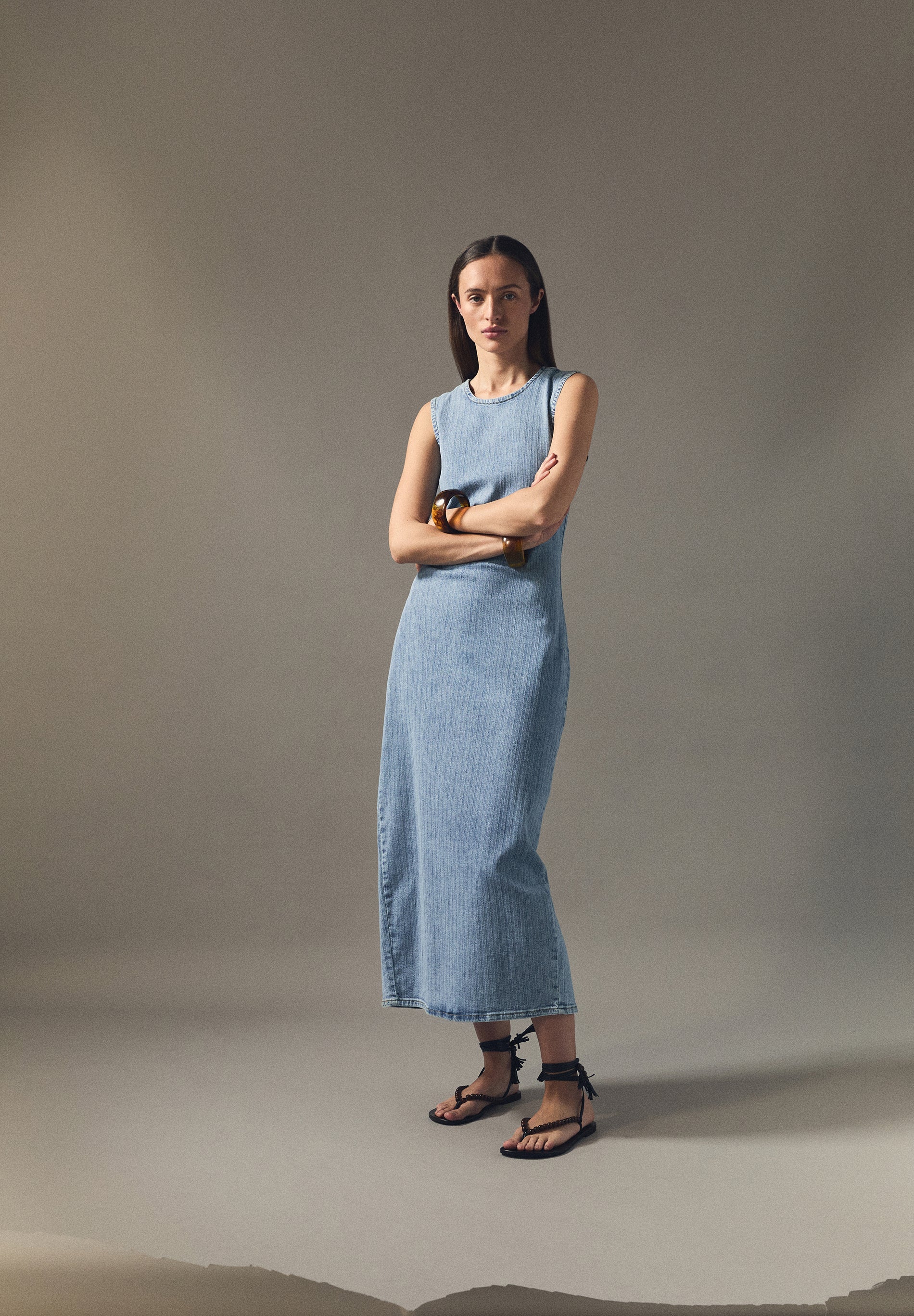 DENIM MIDI DRESS