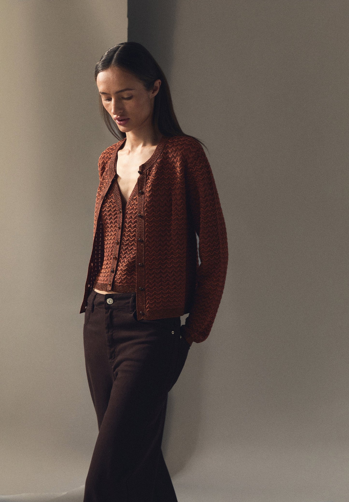 METALLIC KNIT CARDIGAN