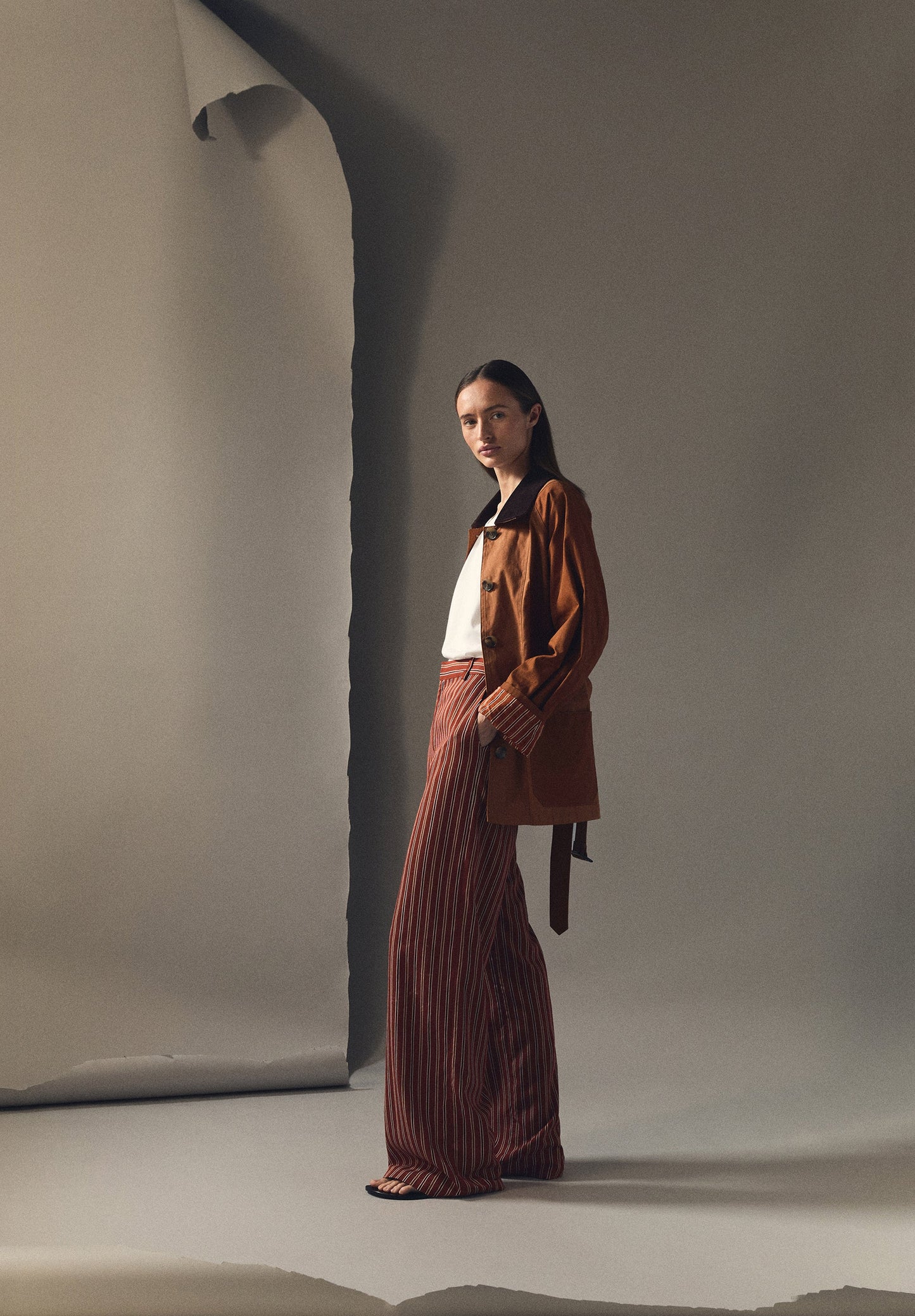 PANTALONI RIGHE TERRACOTTA