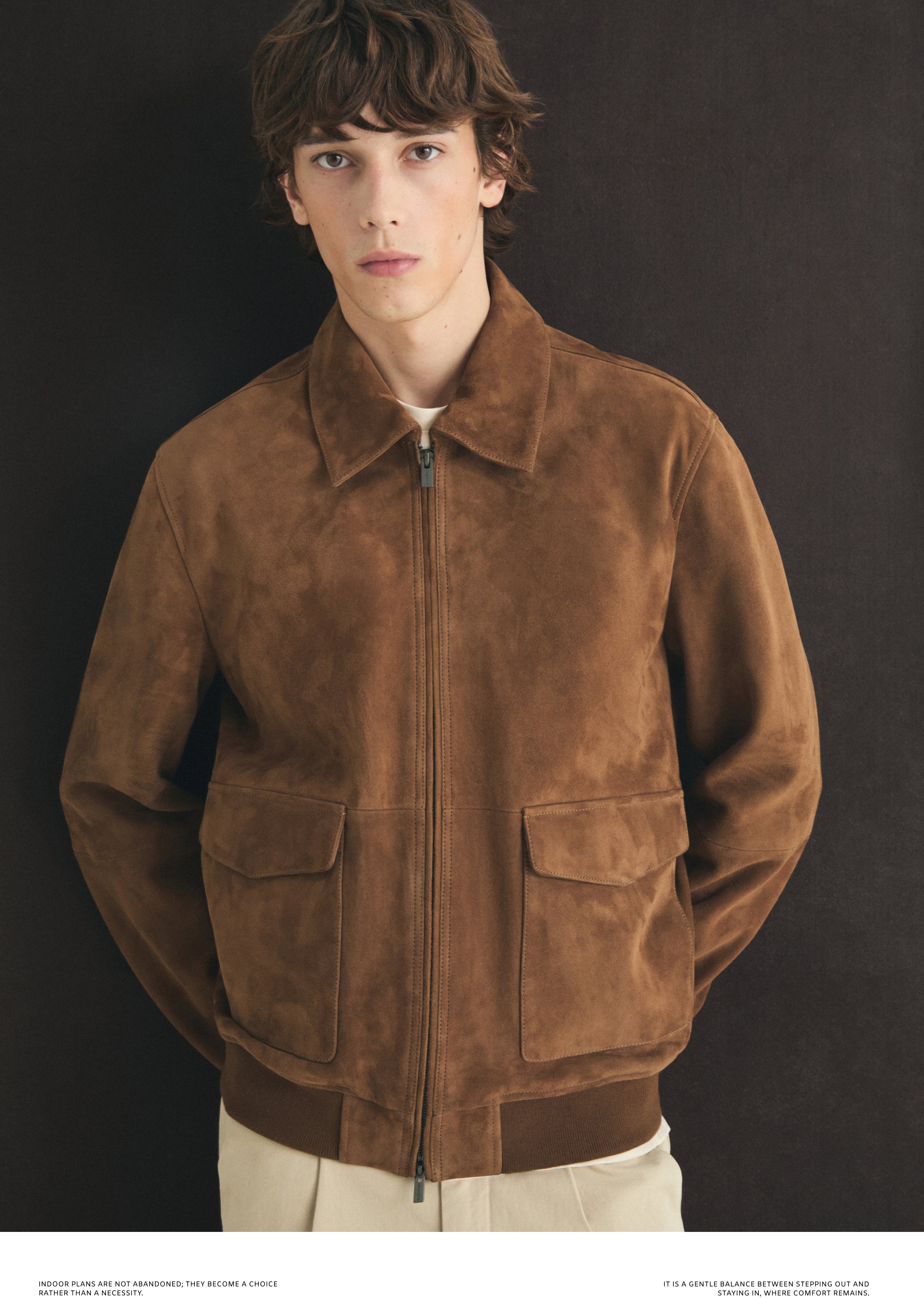 CARDIGAN IM BOMBERJACKEN-STIL AUS WILDLEDER